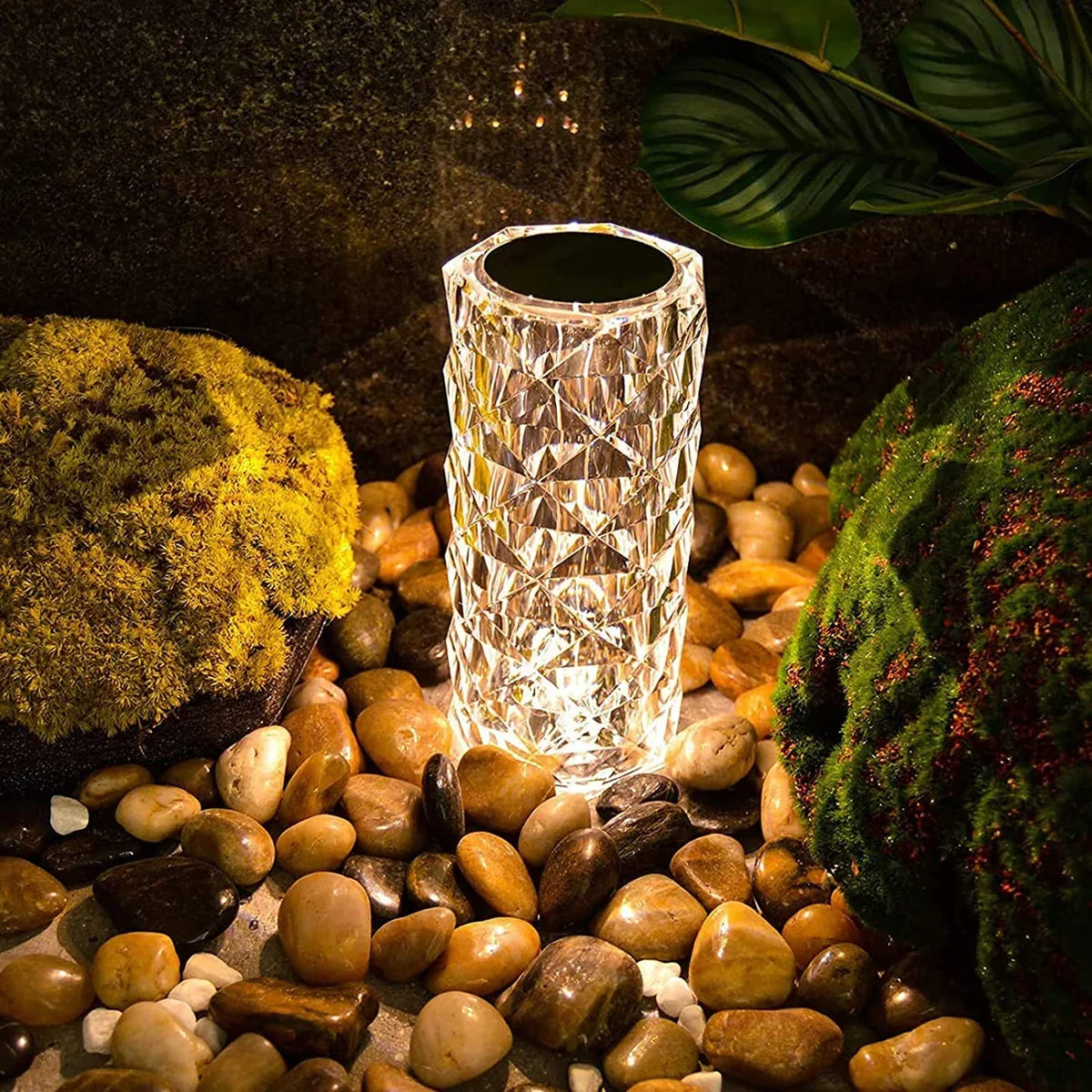 Xergy Crystal Table Lamp, 3 Color Changing Rose Diamond Night Light